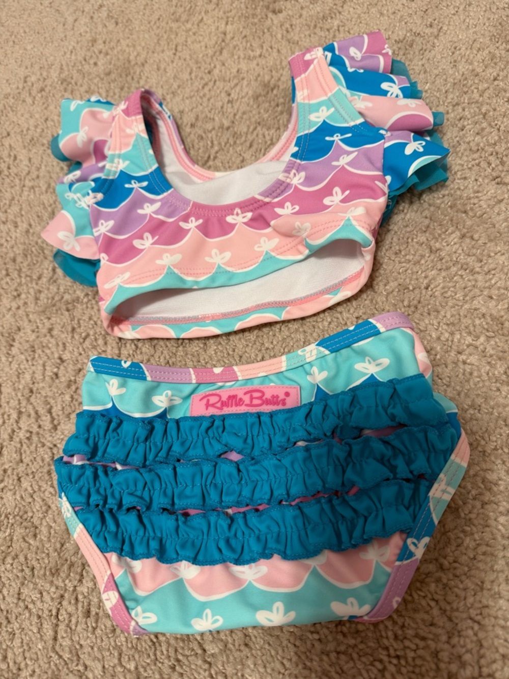Ruffle Butts Girls Swim Bikini in Pink, Purple, Teal, Blue - Picture 2 of 6